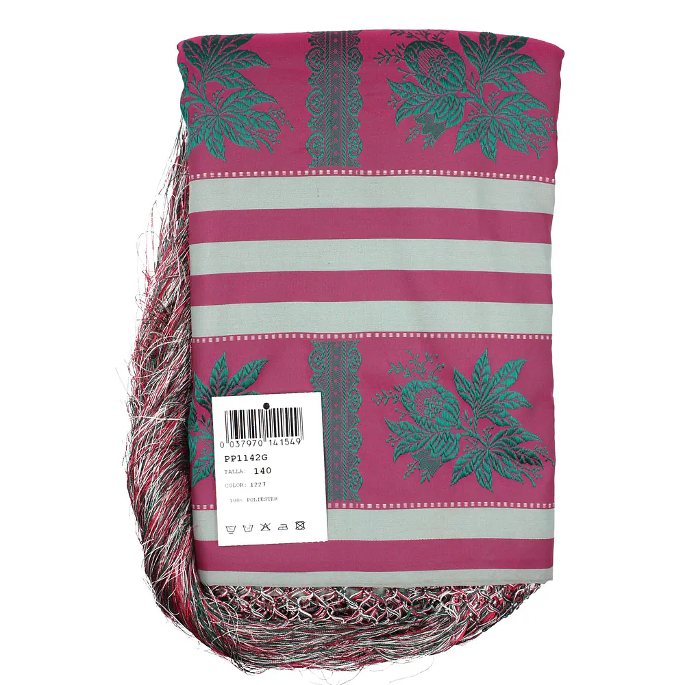 Mantón Regional 140x140 cm con Flecos Trenzados a Mano | Indumentaria Folklórica Mod Poly