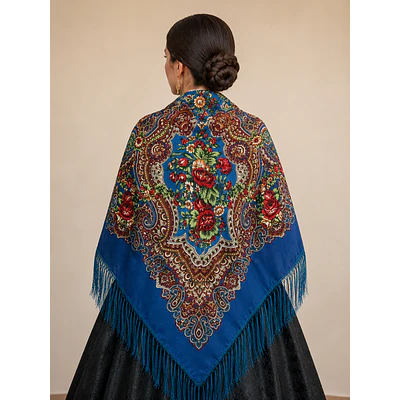 Pañuelo Regional Tradicional 130x130 cm con Flecos | Mantón para Traje Típico  Mod Urano