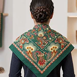Mantón de Algodón Floral verde - Complemento Indumentaria Tradicional