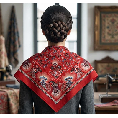 Pañuelo de Algodón Estampado – Reproducción Histórica Siglo XIX (120x120 cm)