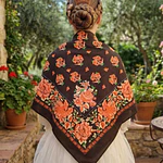 Pañuelo de Indiana Floral (120x120) - Indumentaria Regional Aragonesa Marron