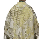 Mantón Regional Adamascado Verde  Gran Tamaño 140x140 cm