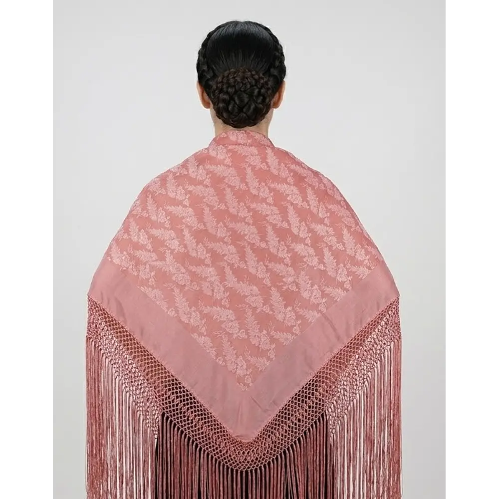 Mantón Regional 140x140 cm  Algodón con Fleco Trenzado a Mano