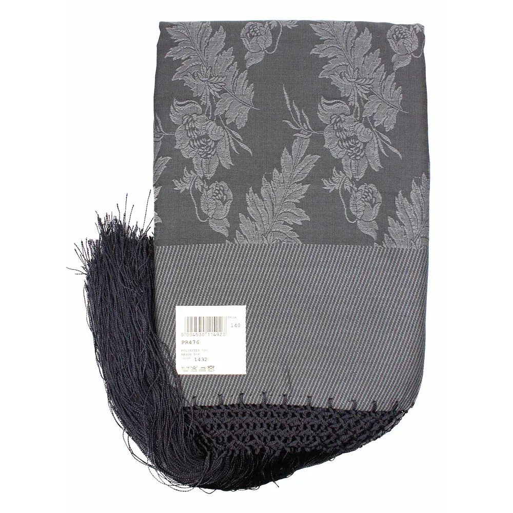 Mantón Regional 140x140 cm  Algodón con Fleco Trenzado a Mano