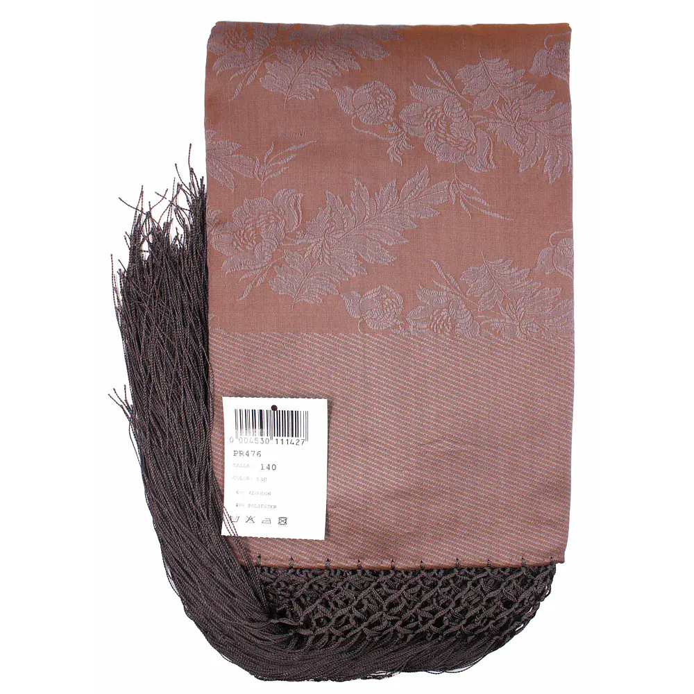 Mantón Regional 140x140 cm  Algodón con Fleco Trenzado a Mano