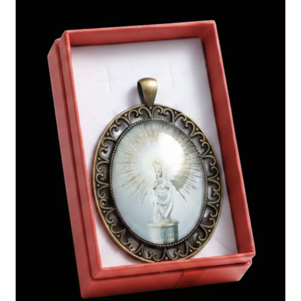 Medalla Virgen del Pilar 6,5 cm Dorado Envejecido con Cristal