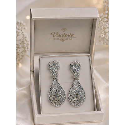 Pendientes regionales plateados de filigrana con cristal