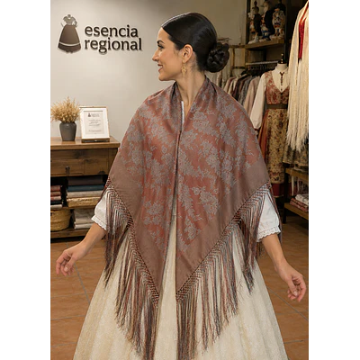 Mantón Regional Tradicional con Flecos 140x140  Indumentaria Folclórica