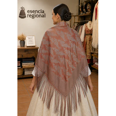 Mantón Regional Tradicional con Flecos 140x140  Indumentaria Folclórica