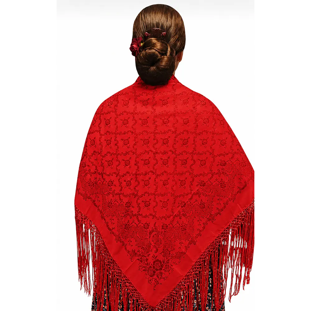 Pañuelo Regional Baturra Rayon poliester 140 cms Rojos