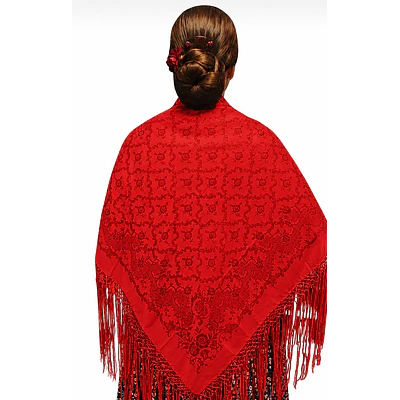Pañuelo Regional Baturra Rayon poliester 140 cms Rojos