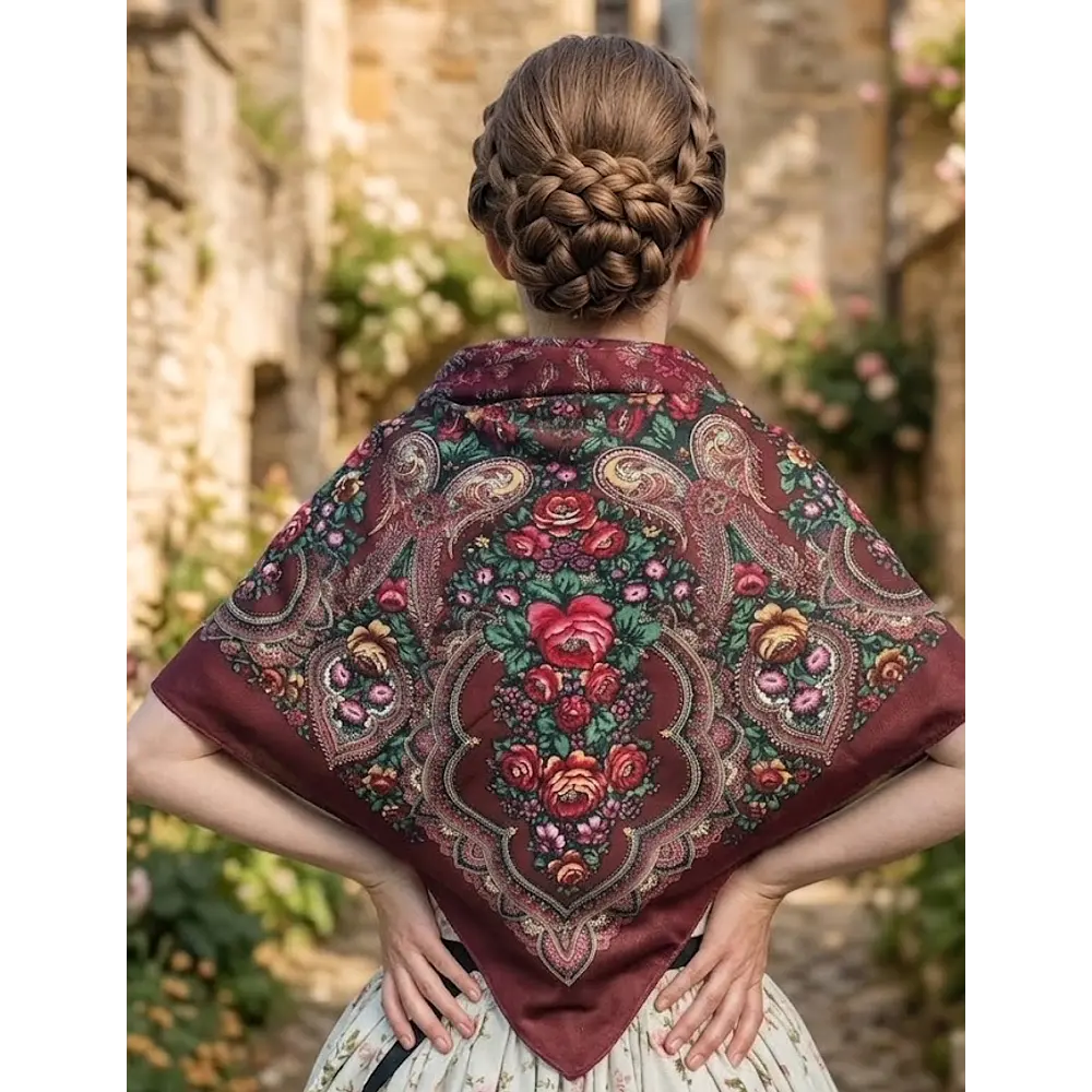 Mantón Regional Granate 110 cm Alta Sujeción y Calidad  Indumentaria Tradicional