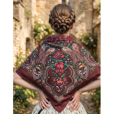 Mantón Regional Granate 110 cm Alta Sujeción y Calidad  Indumentaria Tradicional
