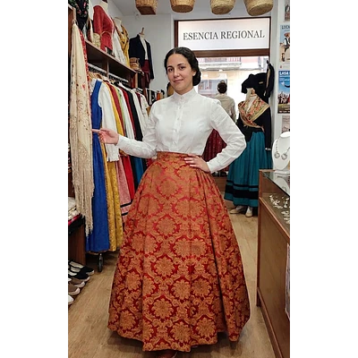 Falda Artesanal Adamascada Oro Viejo Talla 44/46  Esencia Regional
