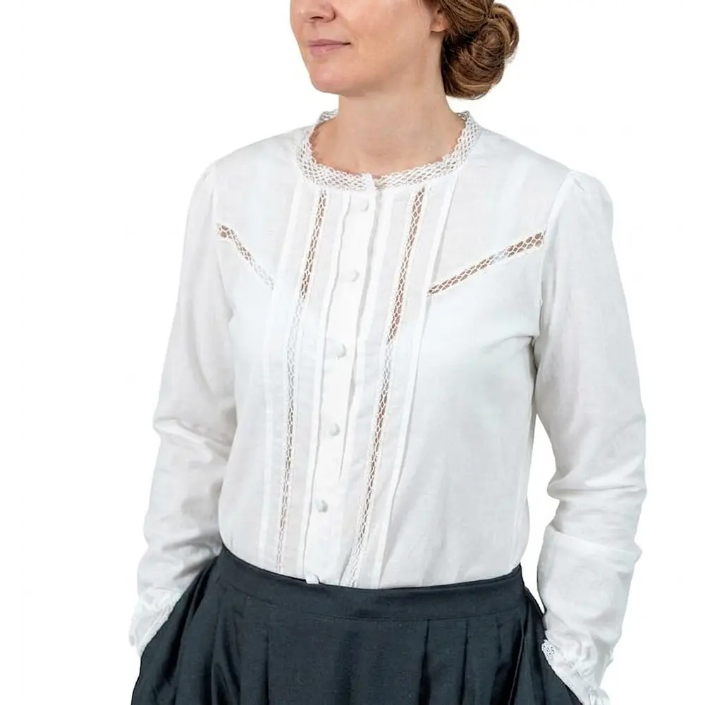Blusa Pilar Tradicional en Lino y Algodón Color Crudo PRODUCTO ENCARGO