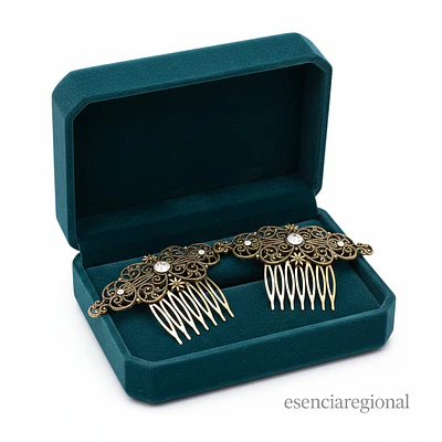 Lote de 2 Peinetas Elegantes con Diseño Floral Mod .Olimpya