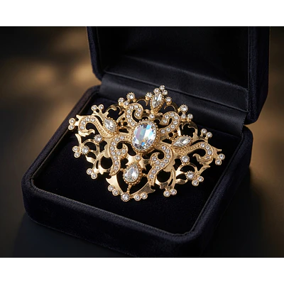 Broche Vintage Dorado con Cristales | Broche Baturra Fallera Huertana
