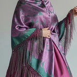 Pañuelo Mantón de Seda y Algodón con Flecos 140x140 cm – Reproducción Tradicional Antigua