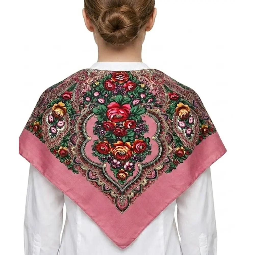 Mantón Pañoleta Regional: Elegancia y Estilo Tradicional  rosa empolvado