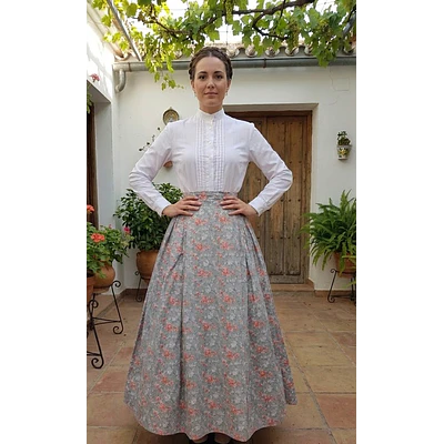 Falda Baturra Aragonesa Gris Talla 36/38 – Algodón Artesanal | Esencia Regional