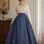 Falda Regional de Algodón Estampado Floral para Indumentaria Aragonesa y Baturra T.40/42 