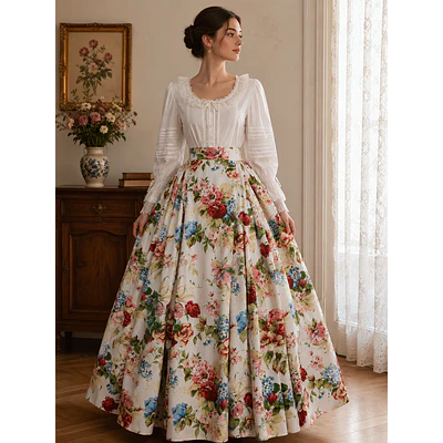 Falda Regional Floral de Algodón 42/44 | Gran Vuelo 5,60 Mod Florida