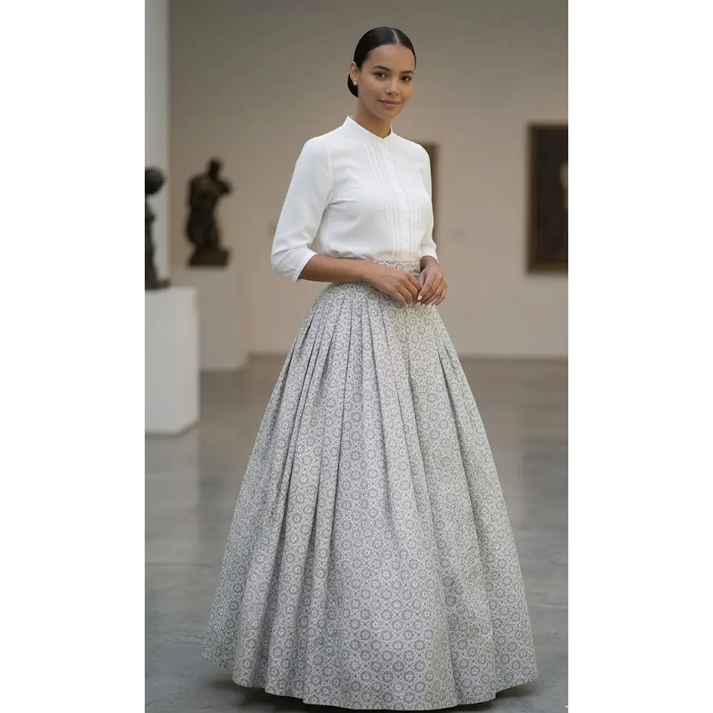Falda Regional Gris de Algodón  Ajustable para Indumentaria Aragonesa 44/46 