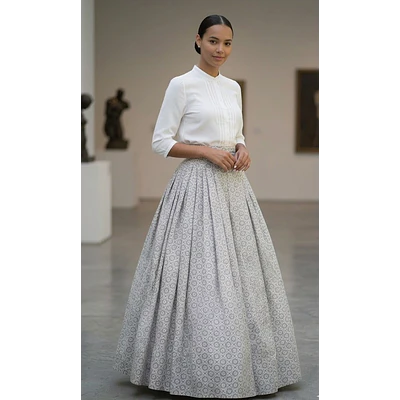Falda Regional Gris de Algodón  Ajustable para Indumentaria Aragonesa 44/46 