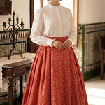 Falda Regional Artesanal con 5,60m de Vuelo - Ajustable Esencia Regional 44/46 Mod  Rojo Anaranjado