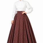 Falda Regional Saya Color Vinagre en Percal  Estampado Aragonés Talla 36/38