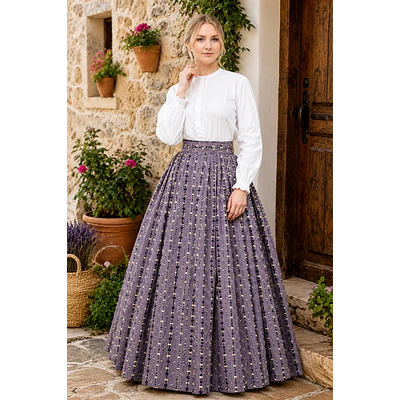 Falda Regional Aragonesa Morada y Negra Talla 34/36 Percal Algodón  5,60 m de Vuelo Mod Fraga