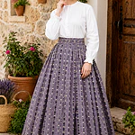 Falda Regional Aragonesa Morada y Negra Talla 34/36 Percal Algodón  5,60 m de Vuelo Mod Fraga