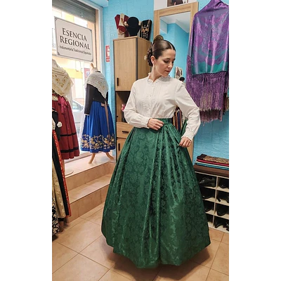 Conjunto Regional Artesanal Falda 5m Vuelo y Mantón Mostaza T 34/36 Esencia Regional