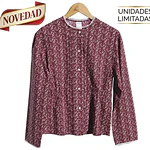 Blusa Regional Modelo Legado Floral con Flores Granate  Indumentaria Tradicional Aragonesa