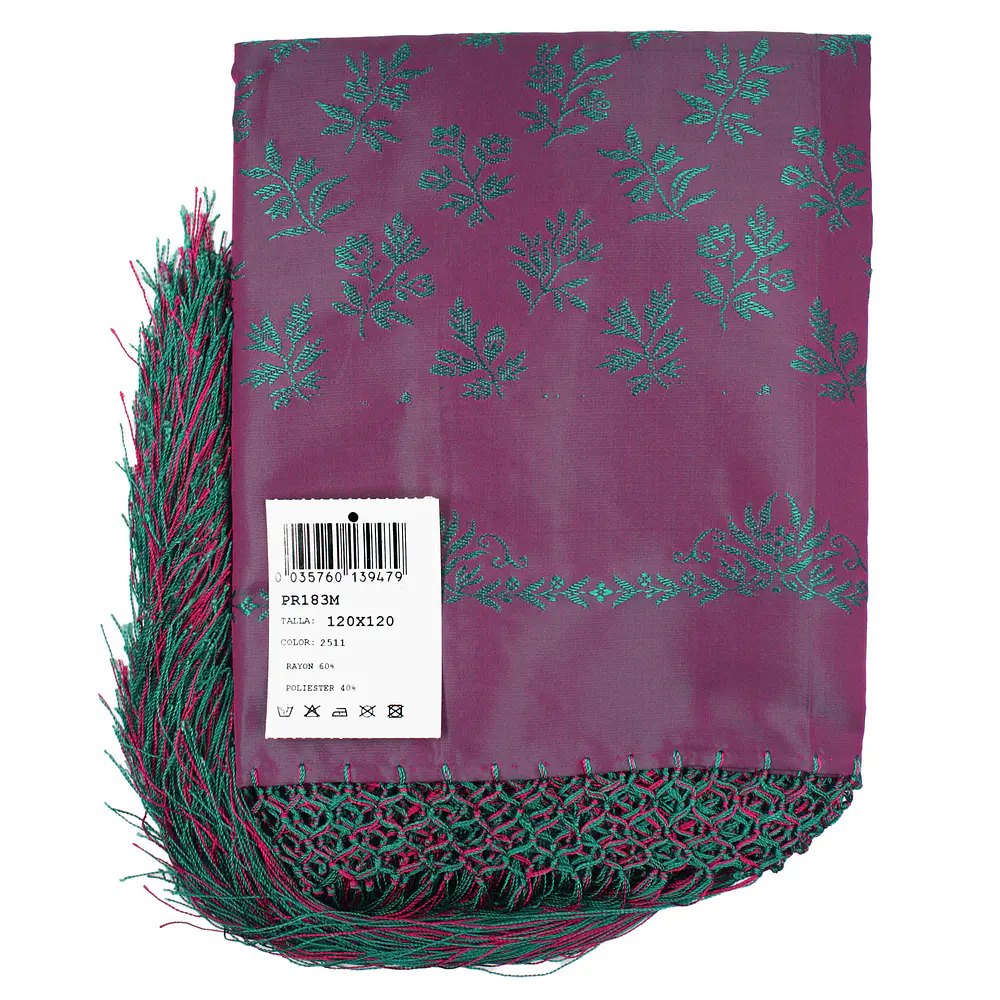 Mantón regional de 120x120 cm con flecos para traje tradicional 183M