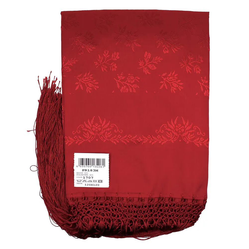 Mantón regional de 120x120 cm con flecos para traje tradicional 183M
