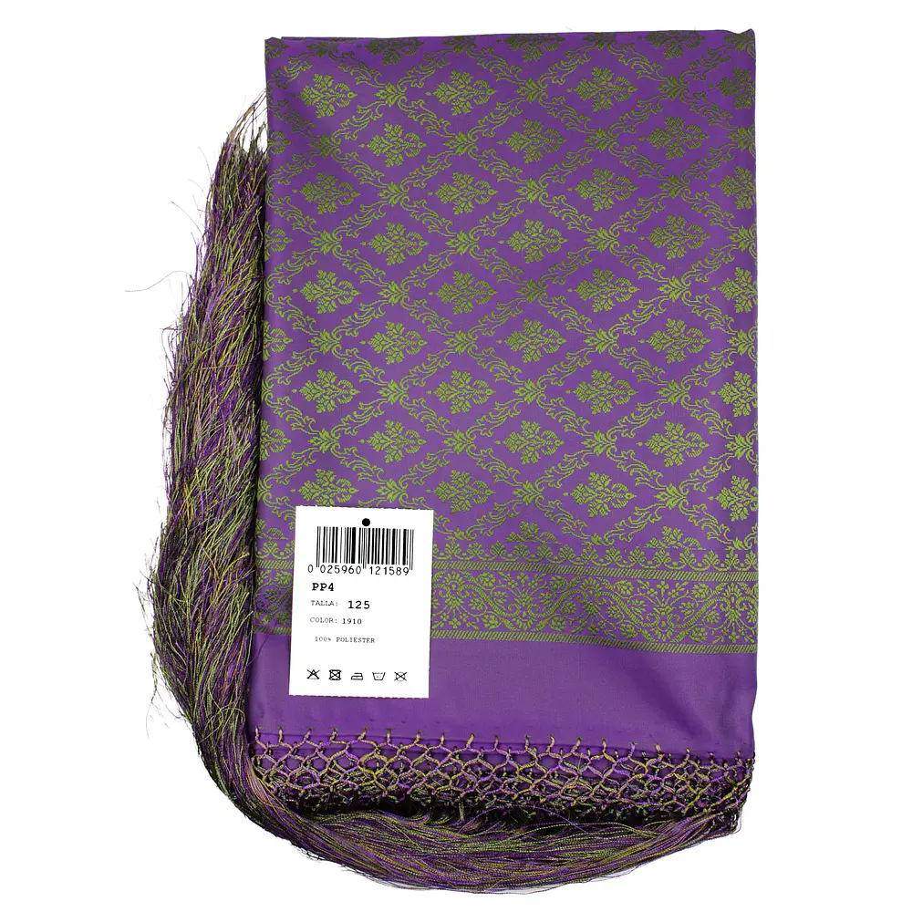 Pañuelo de Poliéster 120x120 cm  Estilo Clásico con Flecos poliester Mod pp4 