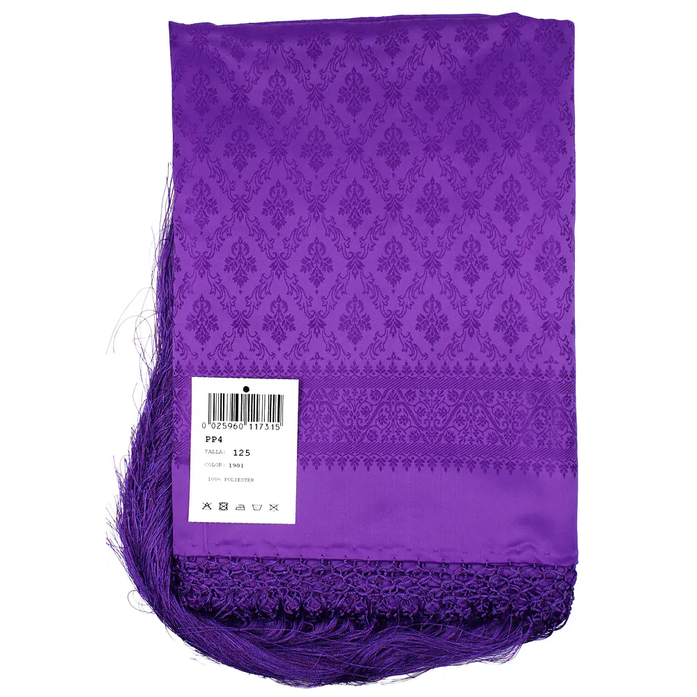 Pañuelo de Poliéster 120x120 cm  Estilo Clásico con Flecos poliester Mod pp4 