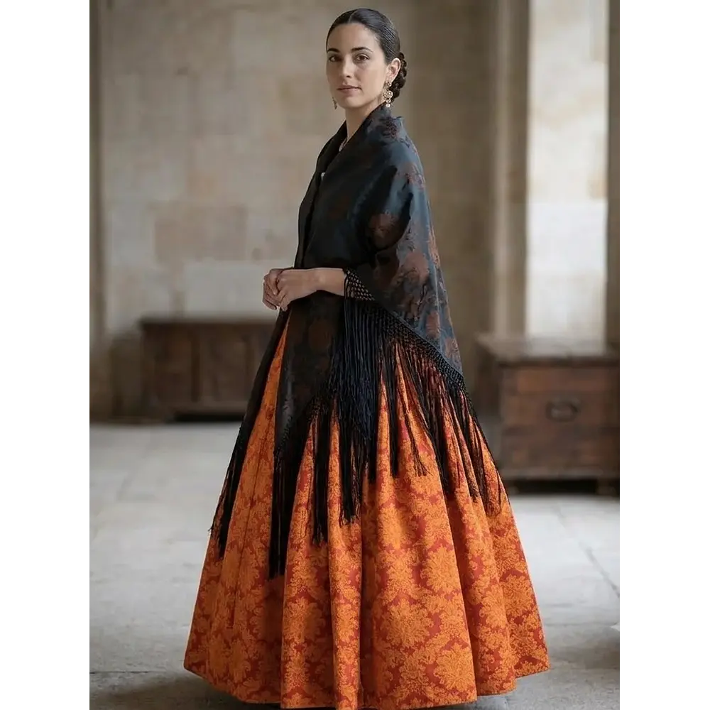 Conjunto Falda y Mantón Adamascado | Indumentaria Regional T 44/46 Mod Elegance