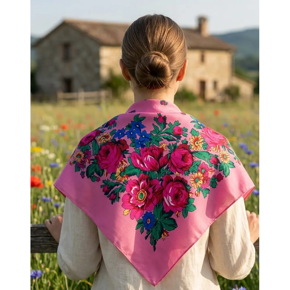 Pañuelo Regional Infantil - Rosa Tradicional (70x70 cm)