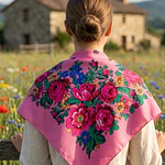 Pañuelo Regional Infantil - Rosa Tradicional (70x70 cm)