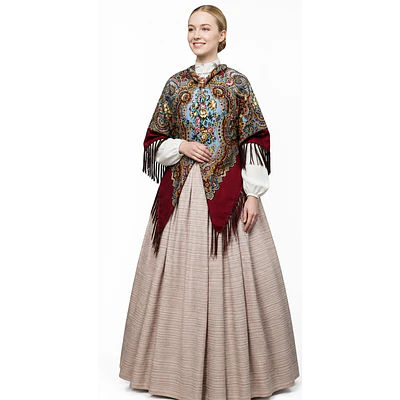 Conjunto Baturra 2 Piezas Talla 50-54 Falda Regional y Mantón Granate