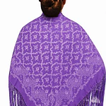 Pañuelo Regional 140x140 cm con Fleco 30 cm | Mantón Tradicional Mod morados