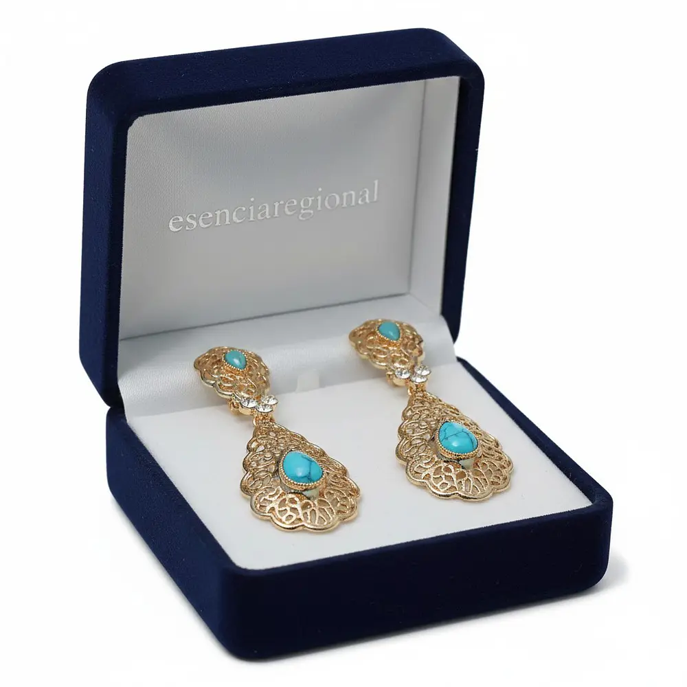 Pendientes Turquesa 6 cm  Bisutería para Traje Regional y Eventos