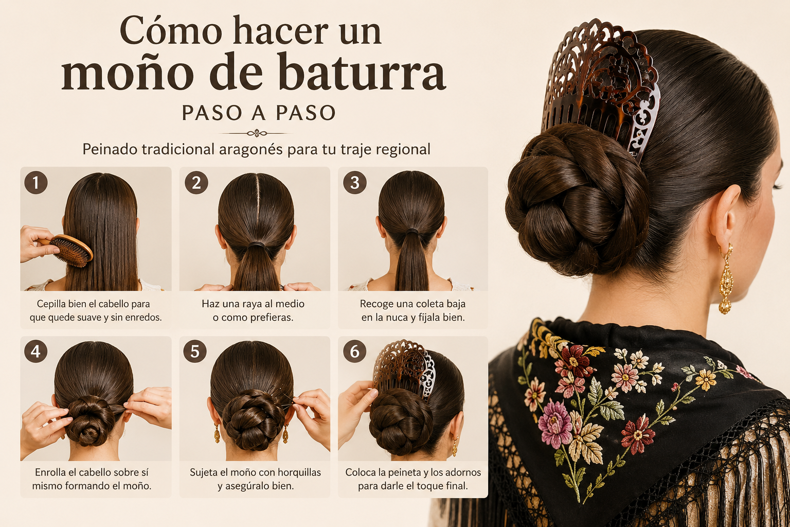 Cómo hacer un moño de baturra paso a paso: guía completa para un peinado tradicional aragonés