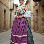 Conjunto Regional Baturra con Falda, Delantal y Mantón de 110 cm Esencia Regional T 38/40