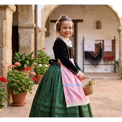 Delantal Regional Infantil Rosa para Baturra y Huertana (38 cm)