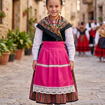 Delantal Infantil Fucsia para Baturra, Huertana o Valenciana (36 cm)