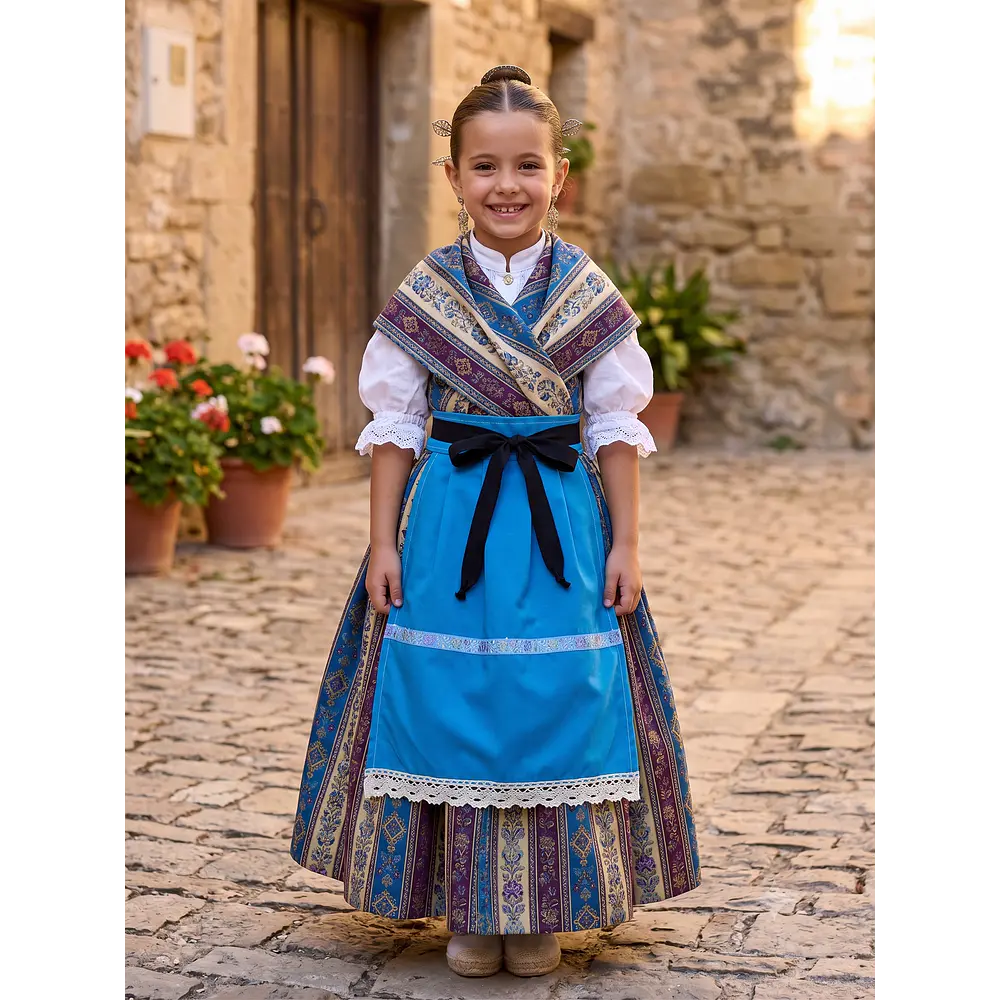 Delantal Regional Azul Celeste (41 cm)