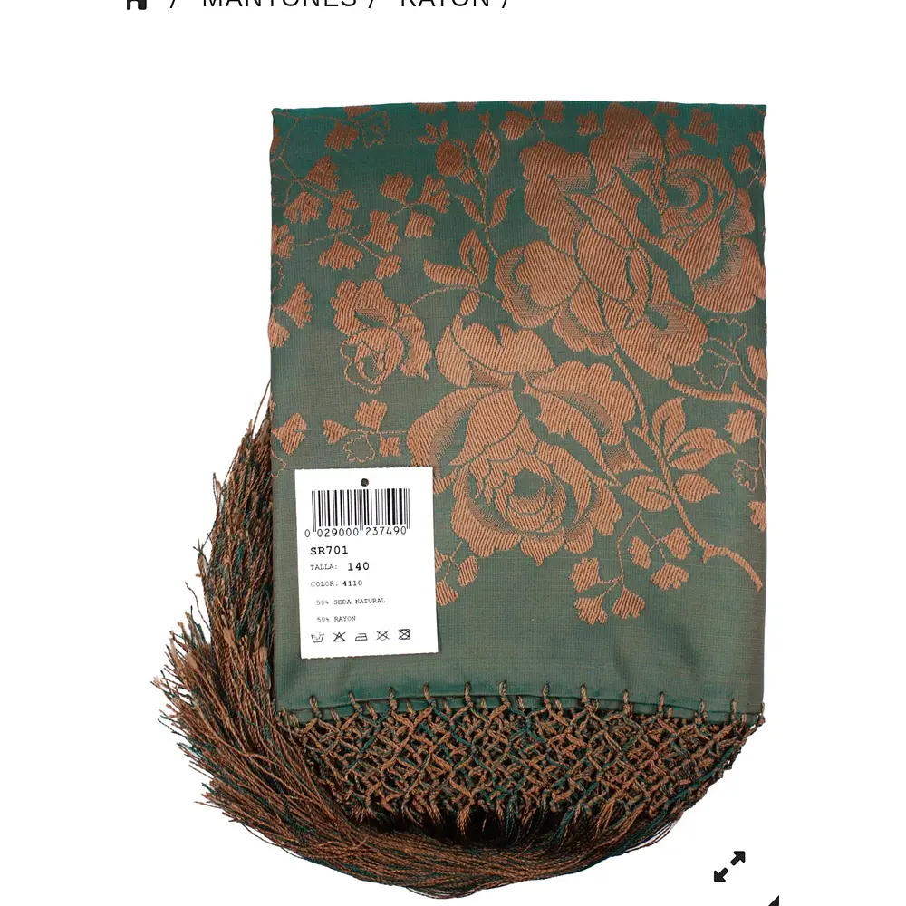 Pañuelo Mantón Regional de Seda y Algodón Estilo Tradicional 140 cms